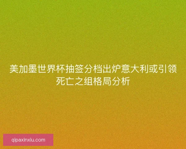 美加墨世界杯抽签分档出炉意大利或引领死亡之组格局分析