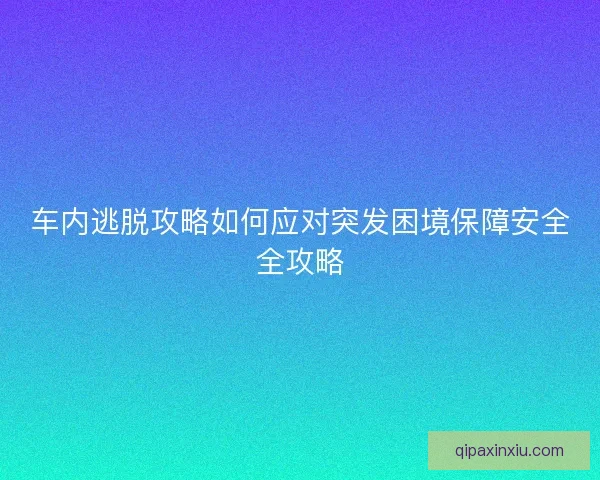 车内逃脱攻略如何应对突发困境保障安全全攻略