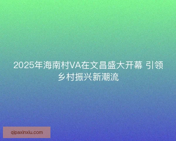 2025年海南村VA在文昌盛大开幕 引领乡村振兴新潮流