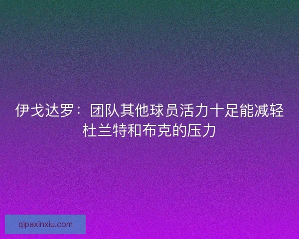 伊戈达罗：团队其他球员活力十足能减轻杜兰特和布克的压力